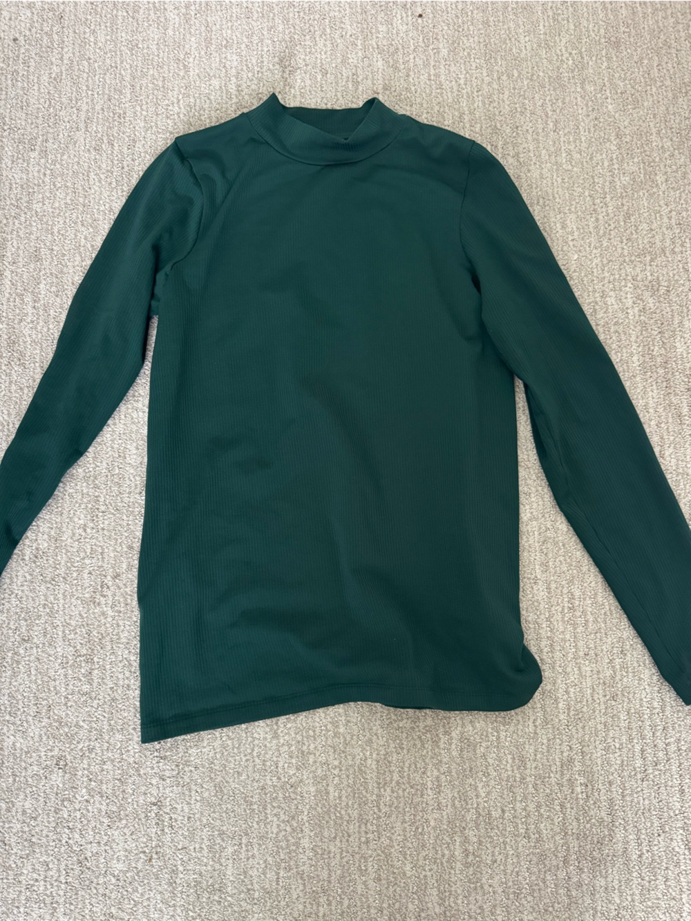 Athleta Forest Green Ribbed Mock Neck Long Sleeve Top